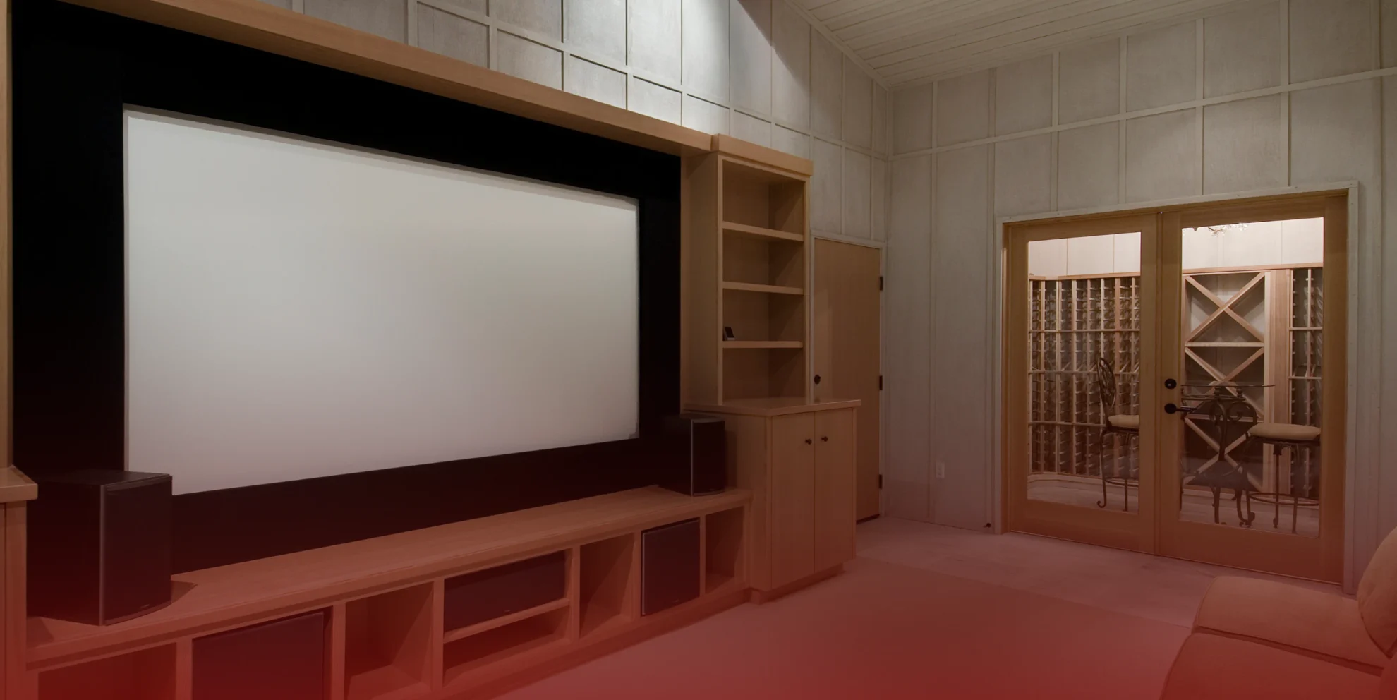 home theater with projector screen